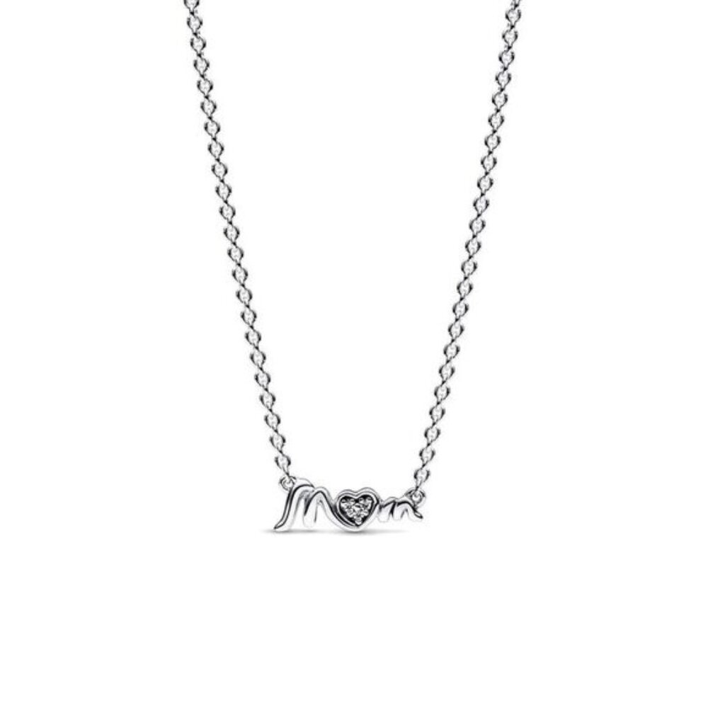Pandora Moments Silver Cz Mom Necklace